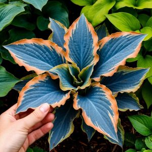 Хоста Океан Вью купить по цене от 960р. в интернет-магазине «Посадика» с доставкой почтой в в Баймаке и по всей России – [изображение №1].