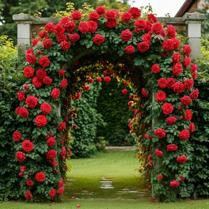 Роза плетистая Алый Триумф купить по цене от 319р. в интернет-магазине «Посадика» с доставкой почтой в в Баймаке и по всей России – [изображение №1].